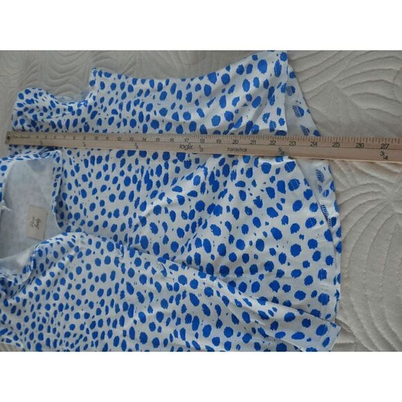 PixieLady White & Blue Abstract Cap-Sleeve Button-Up - Picture 8 of 9